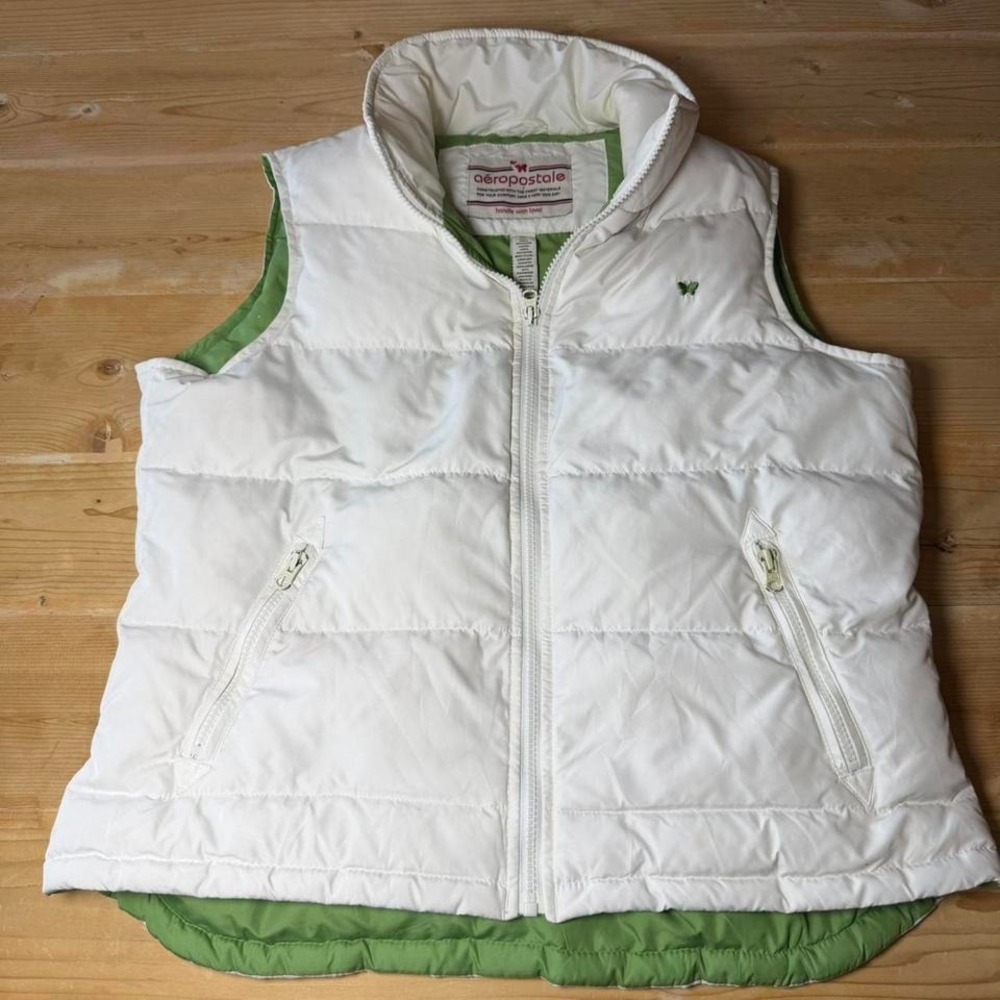 White & green Aeropostale puffer vest‎